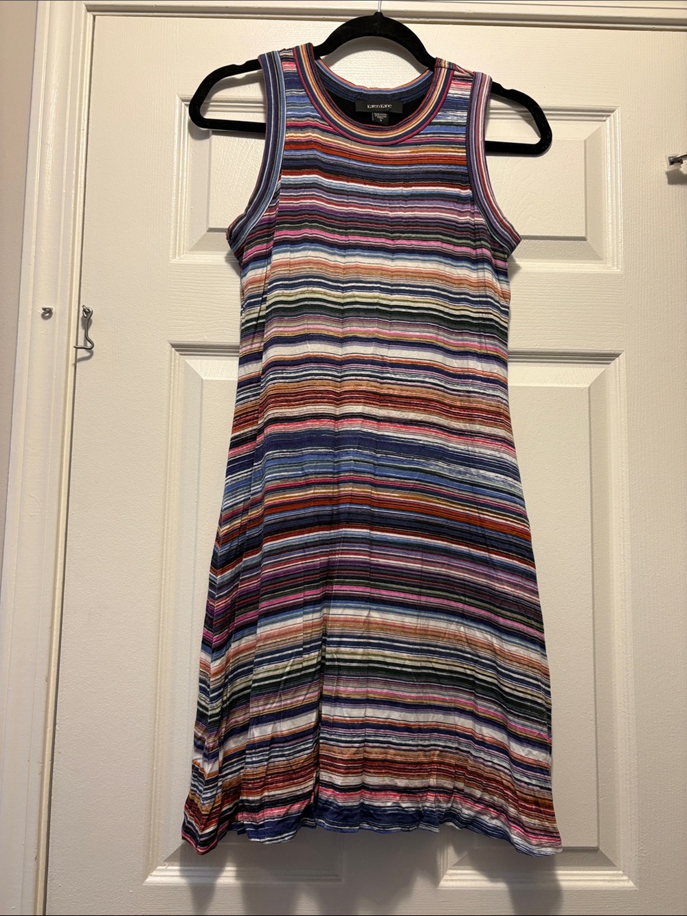Karen Kane Multicolor Striped Sleeveless Knit Mini Dress